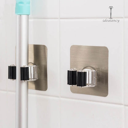 Broom and mop holder wall mounted stainless steel