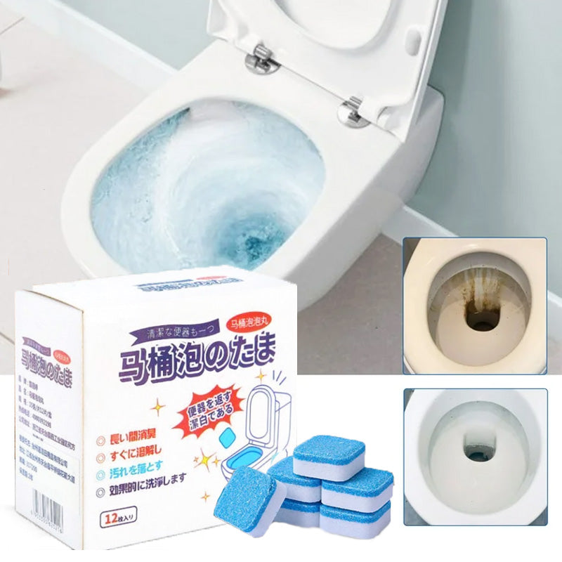 Toilet Cleaner Flush Tablets 12 pcs blue bubble