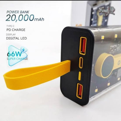 Transparent 10000mAh Power Bank 66W Fast Charging Portable Charger External Battery Pack Powerbank For iPhone Android and all Devices