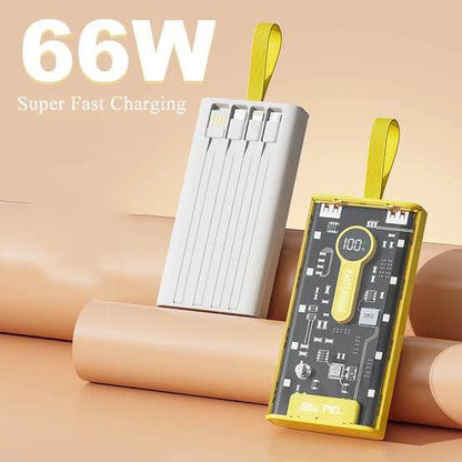 Transparent 10000mAh Power Bank 66W Fast Charging Portable Charger External Battery Pack Powerbank For iPhone Android and all Devices