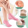 Silicone gel socks worn on feet for moisturizing treatment