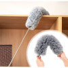 Microfiber duster cleaning ceiling fan blades